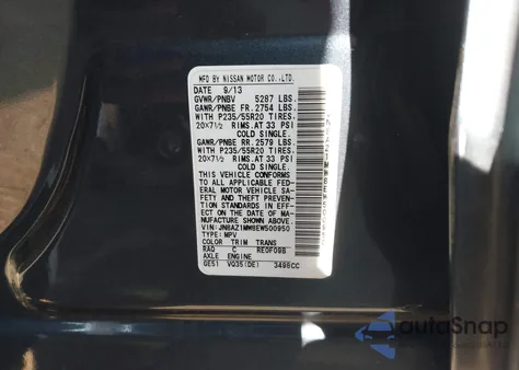 2014 Nissan Murano Le from USA, damaged, VIN JN8AZ1MW8EW500950